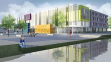 foto Kesco actief tijdens startsein bouw Stedelijk College Eindhoven